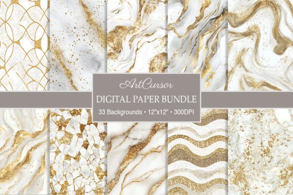 Download Elegant White Gold Glitter Digital Paper - Digital paper Collection