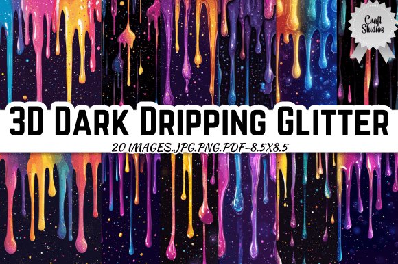 Download 3D Dark Dripping Glitter Digital Paper - Digital paper Collection