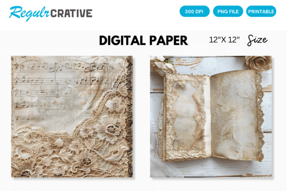 Download Antique Lace Junk Journal Digital Paper - Digital paper Collection