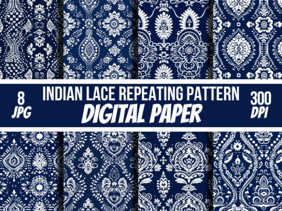 Download Indian Lace Patterns Digital Papers - Digital paper Collection