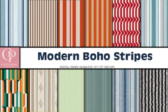 Download Modern Boho Stripes Digital Paper - Digital paper Collection