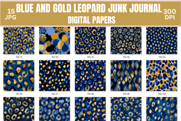 Download Blue and Gold Leopard Digital Paper - Digital paper Collection