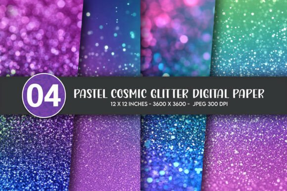 Download Pastel Cosmic Glitter Digital Paper - Digital paper Collection