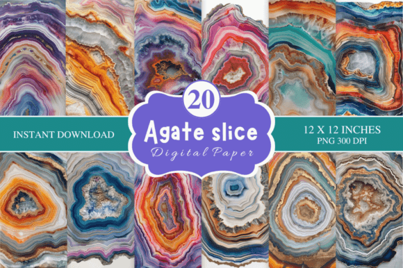 Download Agate Slice Digital Paper Bundle - Digital paper Collection