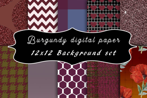 Download Burgundy Digital Paper Set - Digital paper Collection