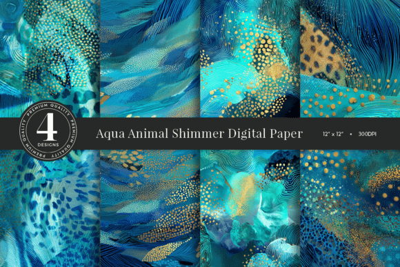 Download Aqua Animal Shimmer Digital Paper - Digital paper Collection