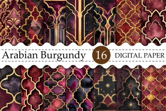 Download Arabian Burgundy Digital Paper - Digital paper Collection