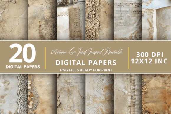 Download Antique Lace Junk Journal Digital Paper - Digital paper Collection