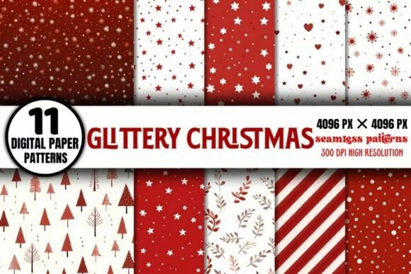 Download Glittery Christmas Digital Paper Pack - Digital paper Collection