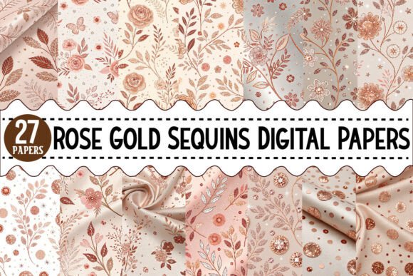 Download Rose Gold Sequins Digital Papers Bundle - Digital paper Collection