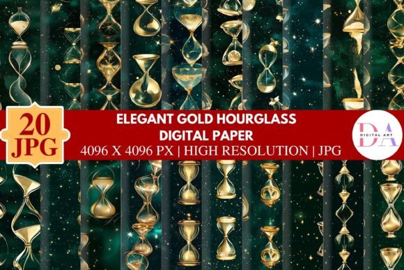 Download Elegant Gold Hourglass Digital Paper - Digital paper Collection