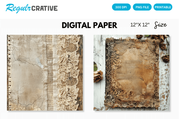 Download Antique Lace Junk Journal Digital Paper - Digital paper Collection