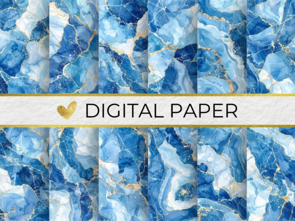 Download Luxury Blue Marble Digital Paper - Digital paper Collection