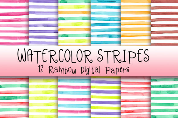 Download Watercolor Stripes Digital Papers - Digital paper Collection