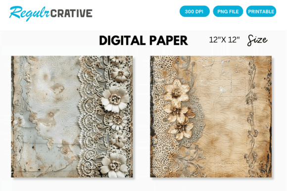 Download Antique Lace Junk Journal Digital Paper - Digital paper Collection