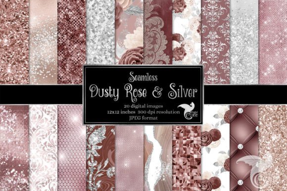 Download Dusty Rose and Silver Digital Paper - Digital paper Collection