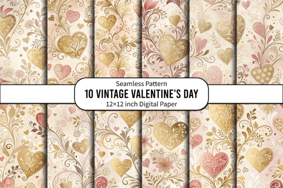 Download Gilded Valentine Digital Paper - Digital paper Collection