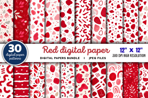 Download Red Digital Paper Graphics Bundle - Digital paper Collection