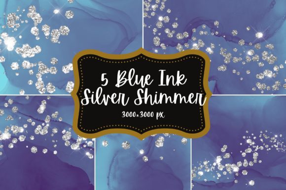 Download Blue Ink Silver Shimmer Digital Paper - Digital paper Collection