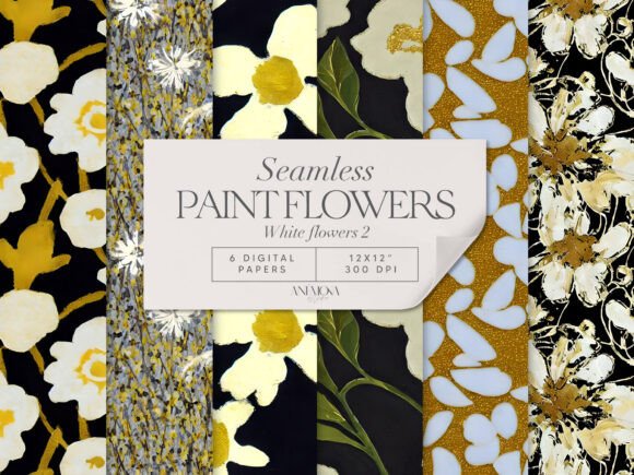 Download Elegant Gold Black Floral Digital Paper - Digital paper Collection