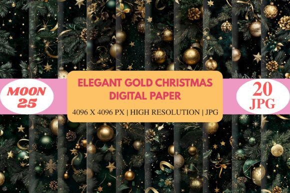 Download Elegant Gold Christmas Digital Paper - Digital paper Collection