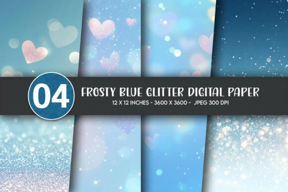 Download Frosty Blue Glitter Digital Paper - Digital paper Collection