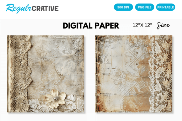 Download Antique Lace Junk Journal Digital Paper - Digital paper Collection