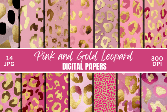 Download Pink and Gold Leopard Digital Paper - Digital paper Collection