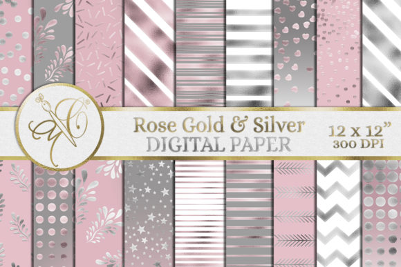Download Rose Gold and Silver Digital Paper - Digital paper Collection