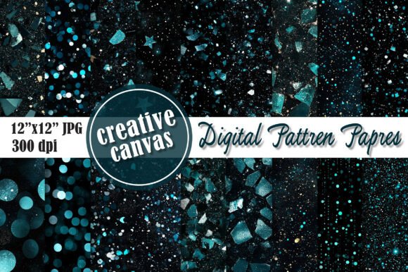 Download Teal Glitter Digital Paper Bundle - Digital paper Collection