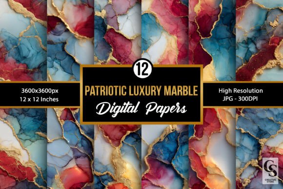 Download Patriotic Luxury Marble Digital Paper - Digital paper Collection