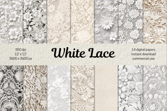Download White Lace Wedding Lace Digital Paper - Digital paper Collection