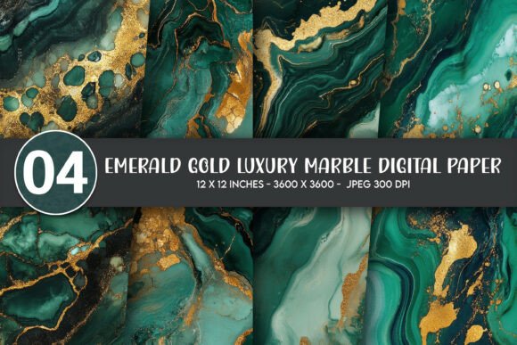 Download Emerald Gold Luxury Marble Digital Paper - Digital paper Collection