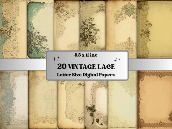 Download Vintage Blank Lace Ledger Digital Paper - Digital paper Collection