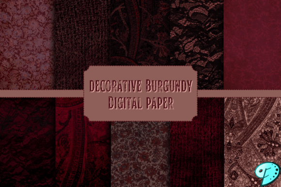 Download Decorative Burgundy Digital Paper Bundle - Digital paper Collection