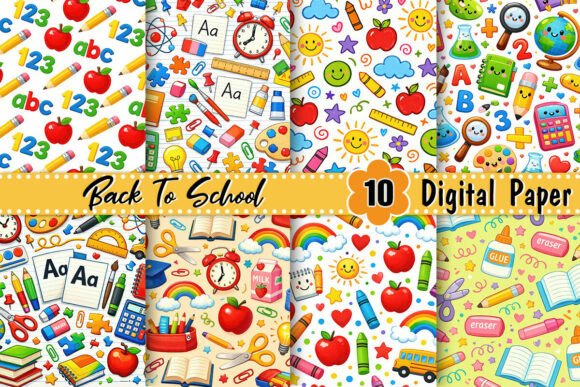 Download Cute Back to School Digital Paper - Digital paper Collection