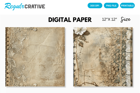 Download Antique Lace Junk Journal Digital Paper - Digital paper Collection